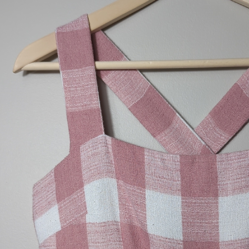 Gal Meets Glam Pink White Polly Cross Back Pleated Sundress 12 Retro Pin Up Vtg - Picture 8 of 16